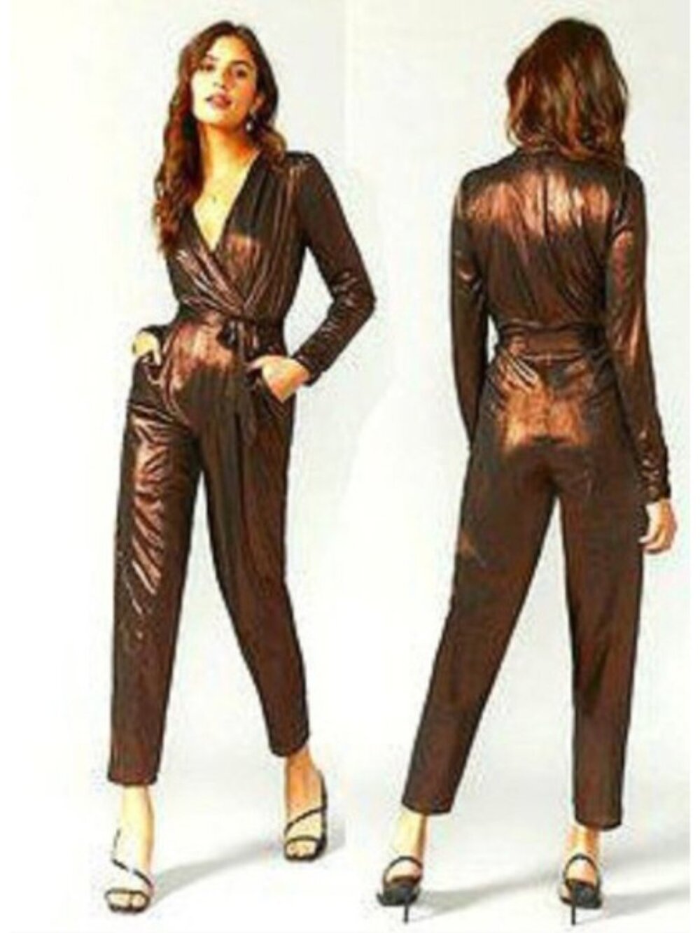 💥SHOWSTOPPER💥Greylin Elton Lamé Knit Jumpsuit in Copper
